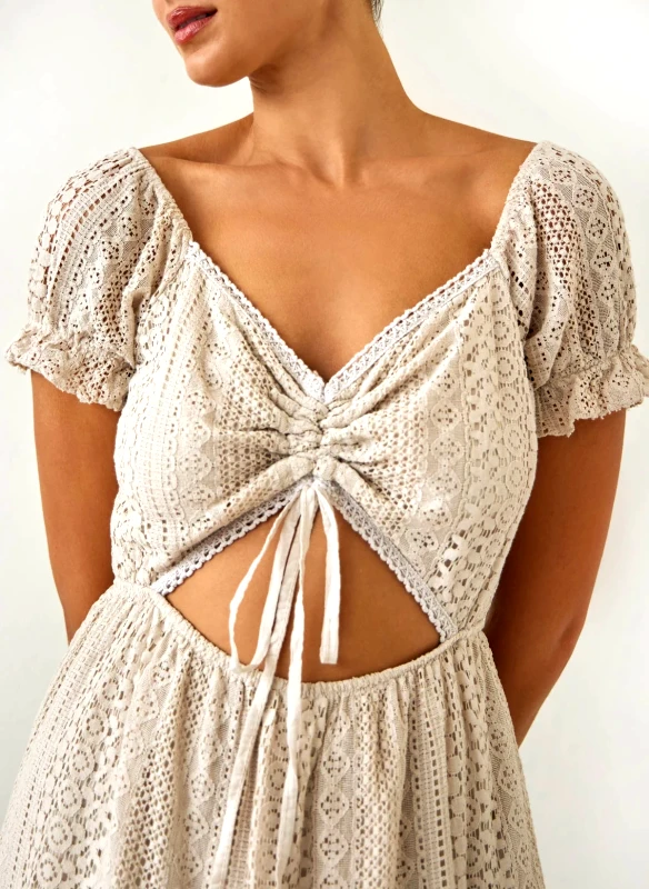 The Fashion Project Φόρεμα με δαντέλα και cut out - Μπεζ