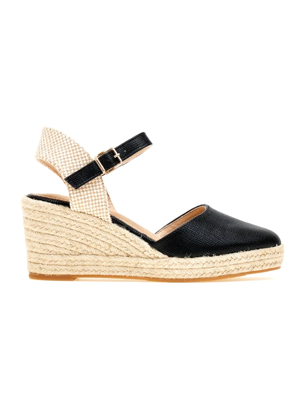 Alta Moda Εσπαντρίγιες platforms με ανάγλυφο pattern - Μαύρο