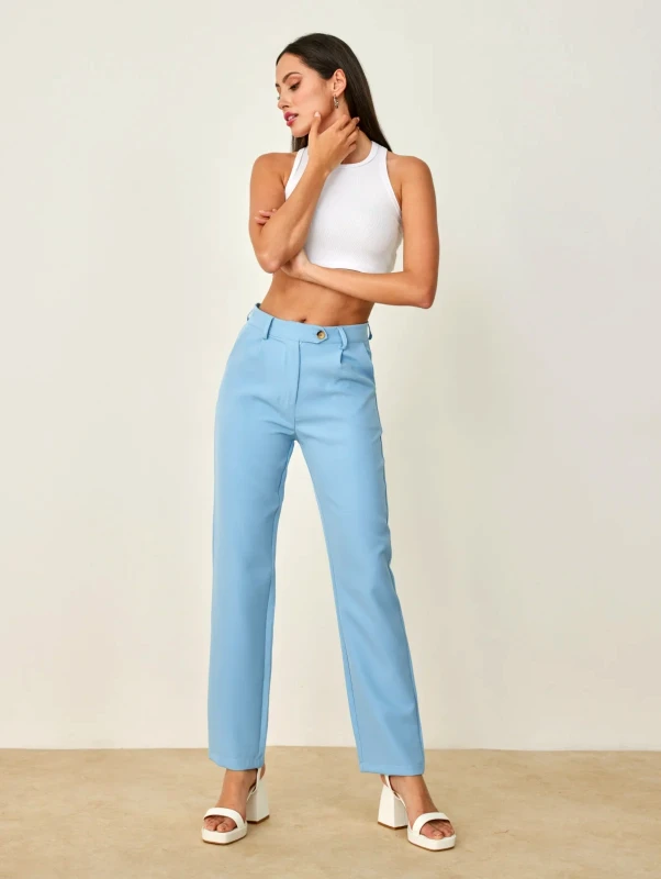 The Fashion Project Παντελόνι chino σε ίσια γραμμή - Γαλάζιο