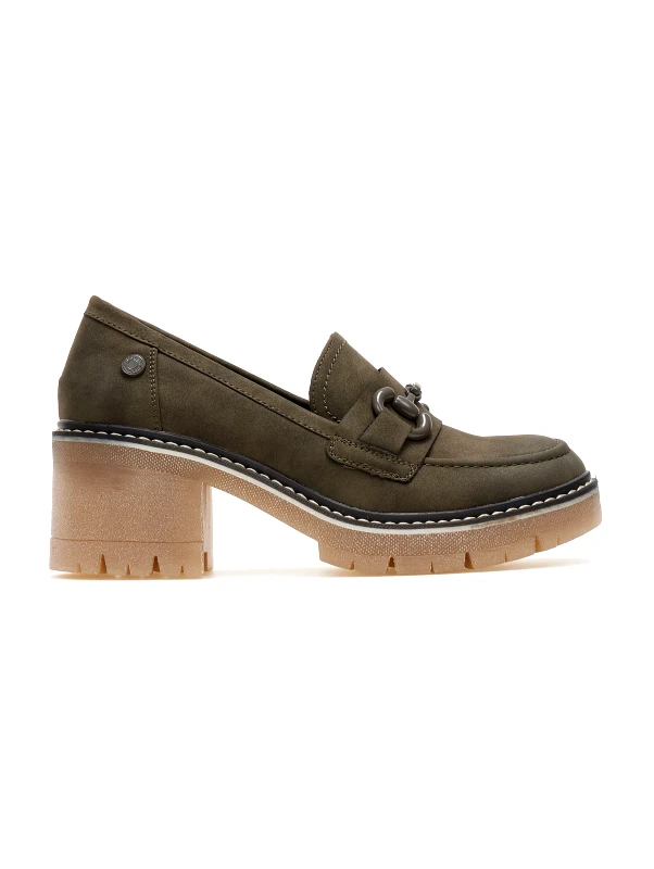 Refresh Loafers suede με τακούνι Refresh 171417 - Χακί