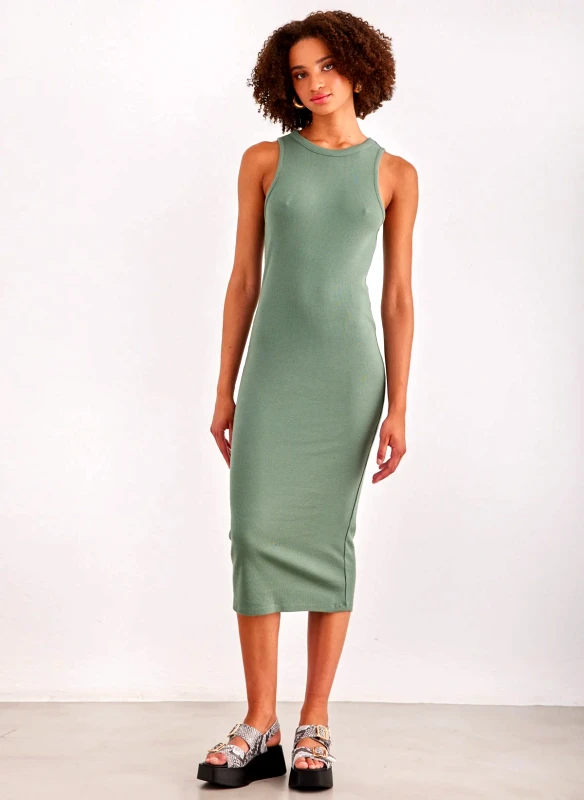 AWARE by VERO MODA Φόρεμα μίντι ριμπ AWARE by Vero Moda 10326388 - Λαδί