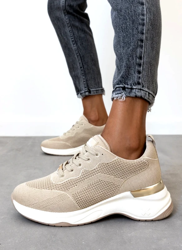 Xti Footwear Sneakers wedges με glitter ύφασμα Xti 143064 - Μπεζ