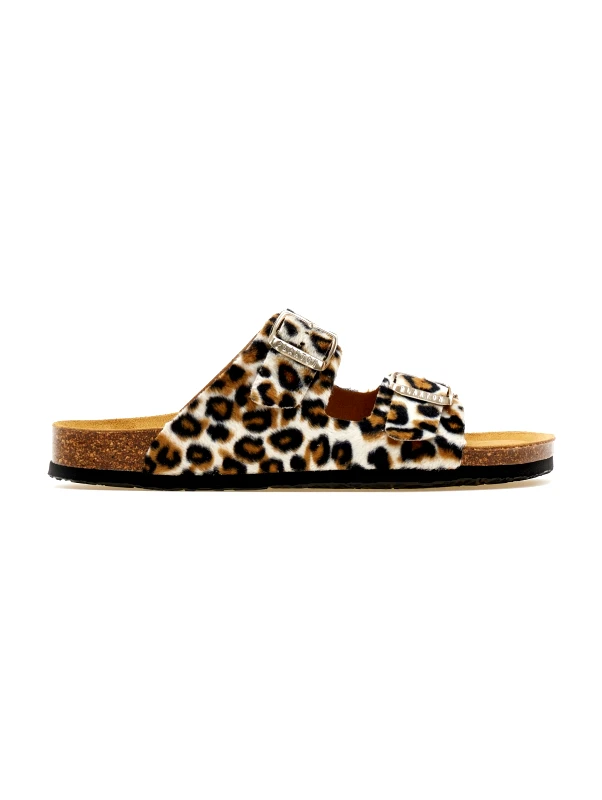 Plakton Σανδάλια ανατομικά από συνθετικό ponyskin Plakton 180010 - Leopard