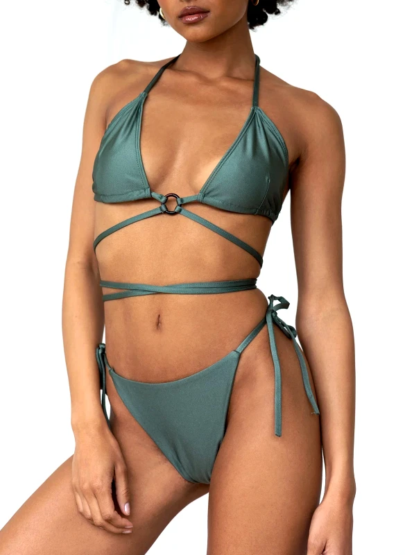 Bikini Set lace up με κρίκο - Χακί φωτογραφία