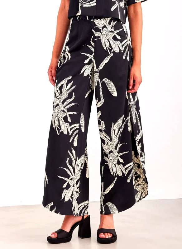 AWARE by VERO MODA Παντελόνα σατέν εμπριμέ AWARE by VERO MODA 10307627 - Μαύρο