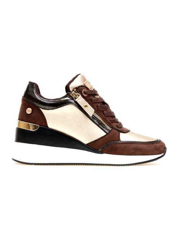 Sneakers wedges με φερμουάρ Xti 141990 - Καφέ φωτογραφία