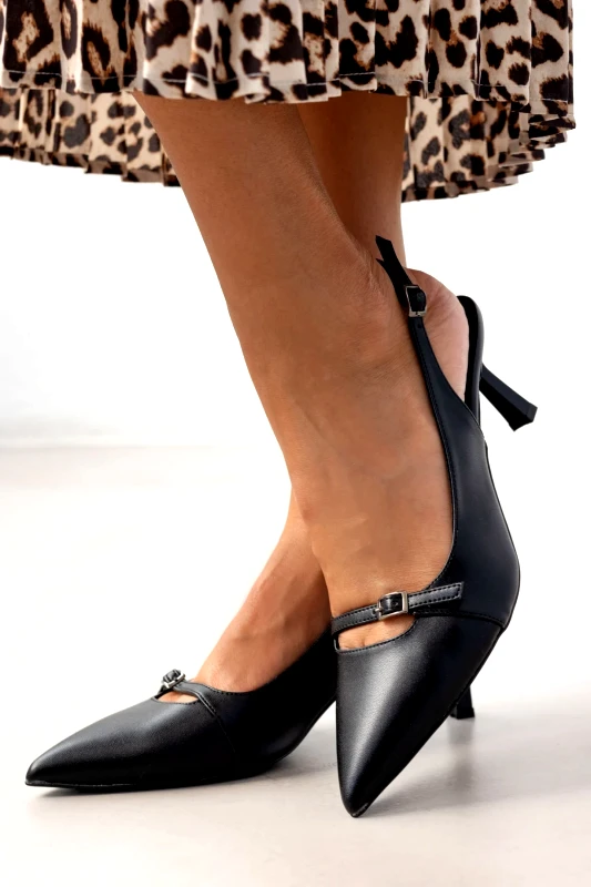 TFP Γόβες slingback μυτερές με ζωνάκι TFP - Μαύρο