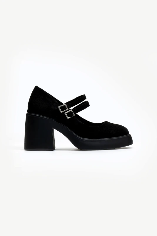 Sweet Shoes Γόβες suede Mary Jane με διπλή μπαρέτα - Μαύρο