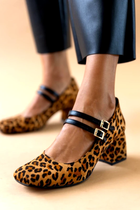 Γόβες Mary Janes suede με print TFP - Leopard