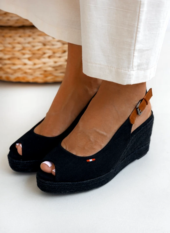 Alta Moda Εσπαντρίγιες platforms με δέσιμο στο πλάι - Μαύρο
