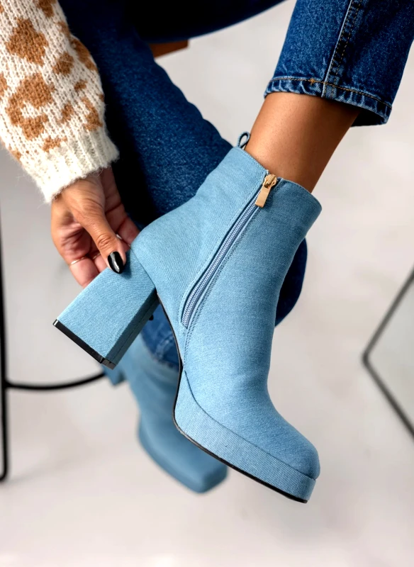 The Fashion Project Μποτάκια τζιν με φιάπα - Μπλε denim