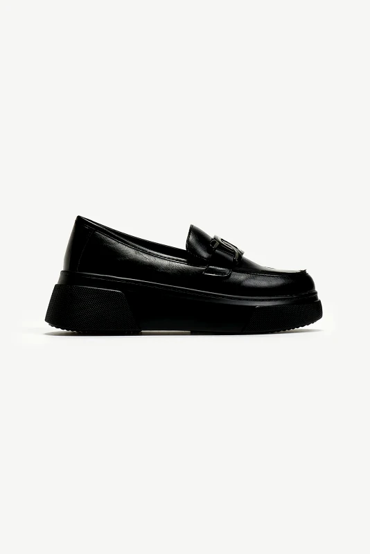 La Coquette Loafers flatforms με αγκράφα - Μαύρο