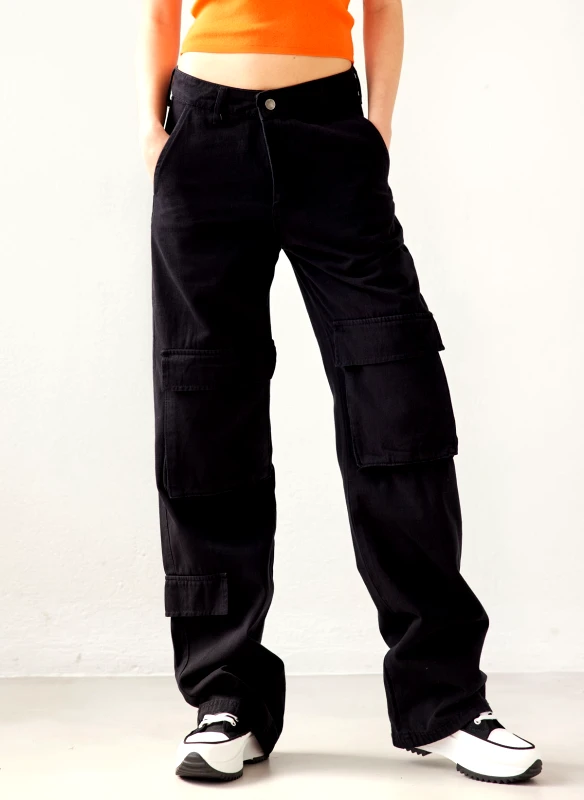 The Fashion Project Παντελόνι τζιν cargo wide leg - Μαύρο