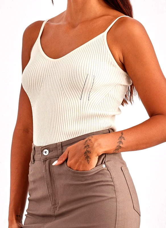 AWARE by VERO MODA Τοπ με ριμπ πλέξη AWARE 10304336 - Ζαχαρί