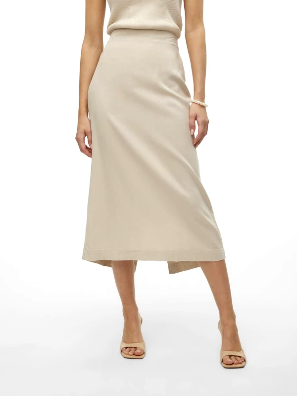 VERO MODA Φούστα με λινό Vero Moda 10303726 - Μπεζ