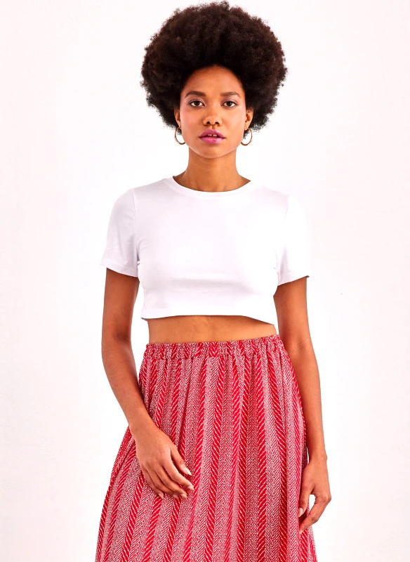 DIFFERENT-SHOP T-shirt σε cropped γραμμή Different-Shop 03-133 - Λευκό
