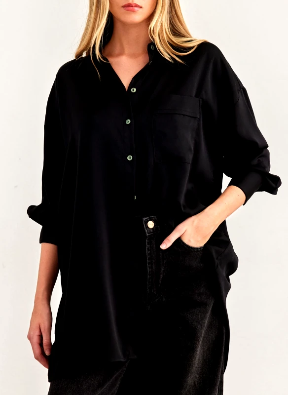 ONLY Πουκάμισο σατέν oversize ONLY 15244484 - Μαύρο