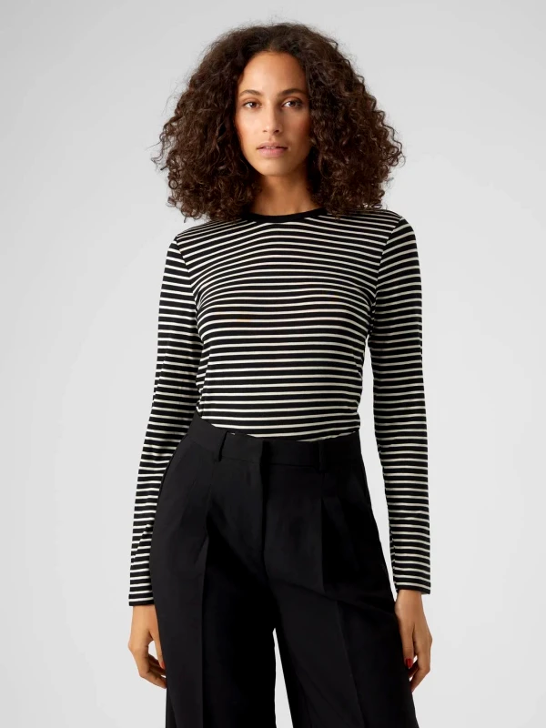 AWARE by VERO MODA Μπλούζα μακρυμάνικη με ρίγες AWARE by VERO MODA 10298360 - Μαύρο/Μπεζ