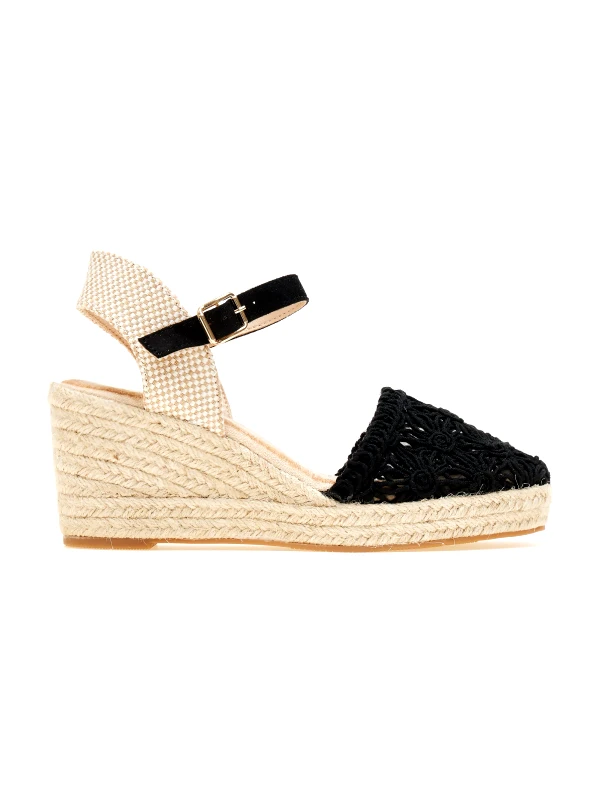 Alta Moda Εσπαντρίγιες platforms πλεκτές με μπαρέτα - Μαύρο