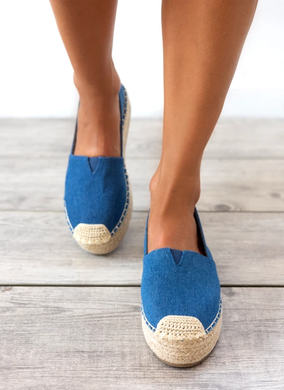 Super Mode Εσπαντρίγιες υφασμάτινες flatform - Μπλε jean