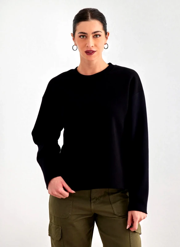 DIFFERENT-SHOP Φούτερ χωρίς ραφή Different-Shop 01-197 - Μαύρο