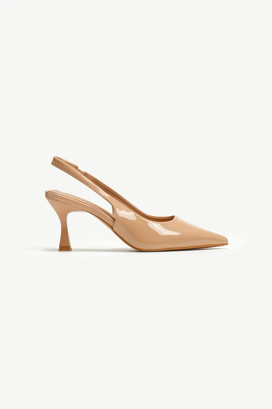 ERYNN Γόβες Slingback μυτερές λουστρίνι ERYNN - Μπεζ