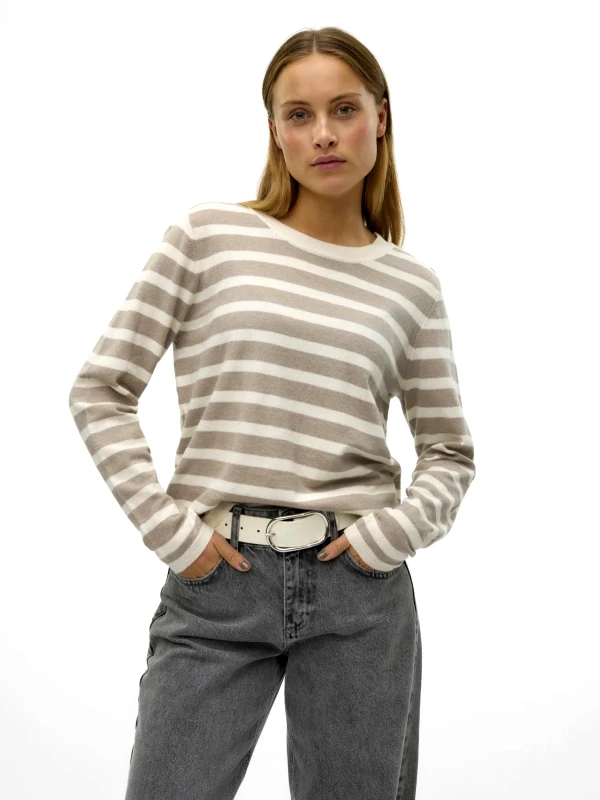 VERO MODA Πουλόβερ με ρίγες Vero Moda 10320637 - Τάουπε