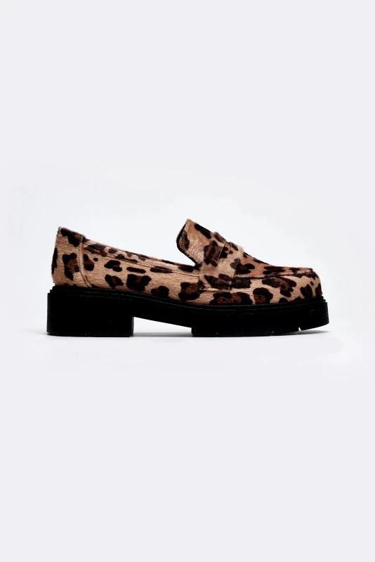 Estil Loafers chunky από συνθετικό ponyskin με print Estil - Leopard