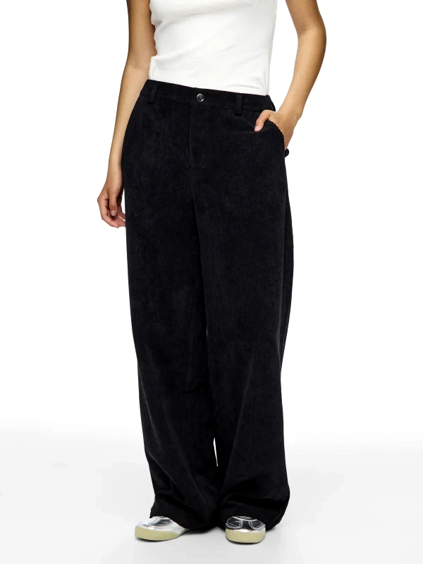 PIECES Παντελόνι wide leg κοτλέ PIECES 17156964 - Μαύρο