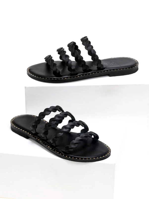 IRIS Σανδάλια δερμάτινα με λουράκια Iris Sandals - Μαύρο