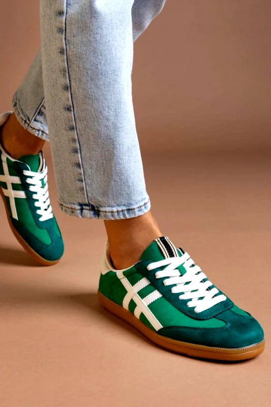 CORINA CORINA Suede Sneakers with Stripes - M5075 - Vivid Green