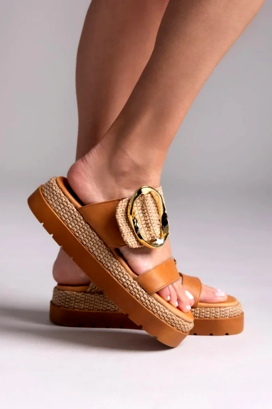 Mariella Fabiani Flatfforms σανδάλια με oversized τοκά Mariella Fabiani 2519/91 - Ταμπά