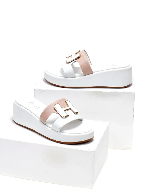 Mariella Fabiani Πλατφόρμες δερμάτινες Mariella Fabiani 2441/75 - Λευκό/Nude