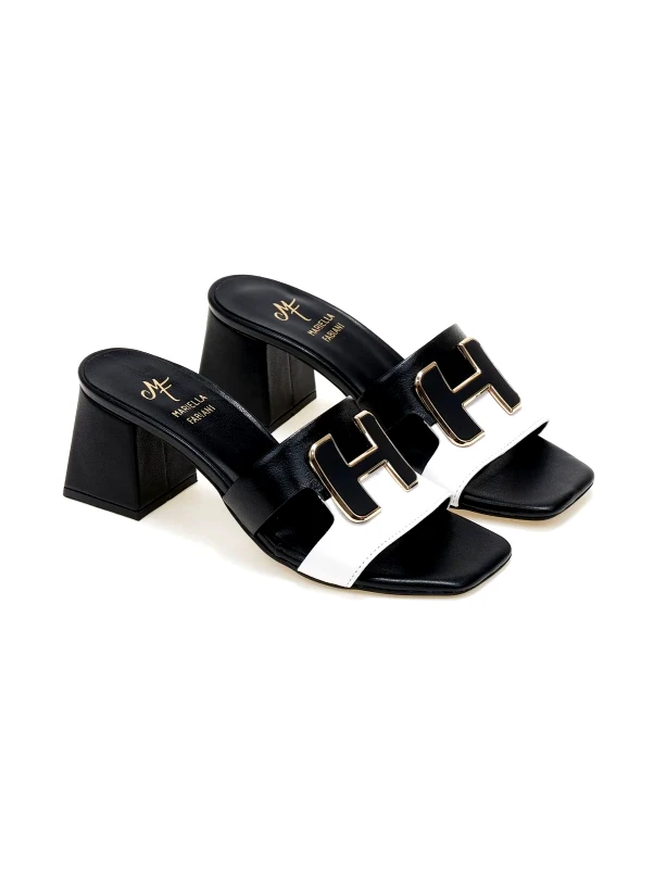 Mariella Fabiani Mules δερμάτινα με διχρωμία Mariella Fabiani 2491/5 - Μαύρο