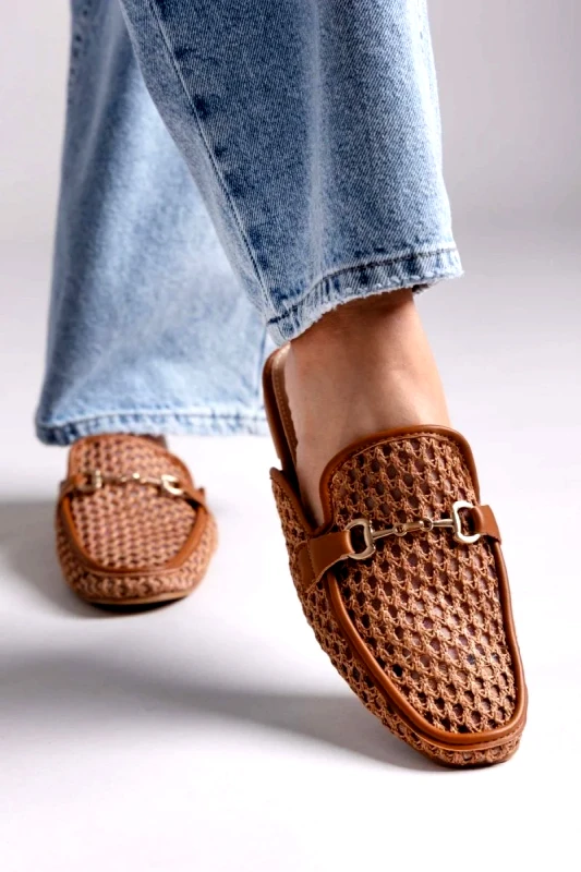 ERYNN ERYNN Flat Mules with Transparency - 333-289 - Camel