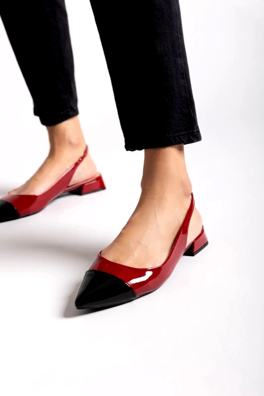 BOTEGGA 22 Μπαλαρίνες λουστρίνι μυτερές slingback - Κόκκινο