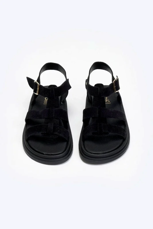 Estil Σανδάλια flatforms καστόρινα gladiator Estil - Μαύρο