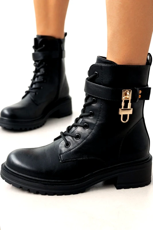 ERYNN ERYNN Lace-up Combat Boots - RXJ272 - Μαύρο