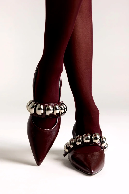 CORINA CORINA Γόβες Slingback - M5771 - Burgundy Crinkled Patent