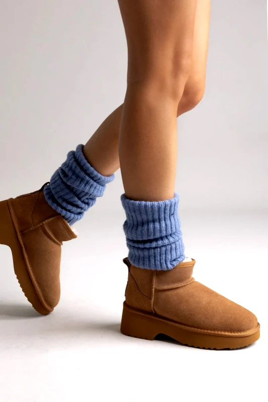 KELARA KELARA Fur Lined Ankle Boots - K51304 - Camel Suede