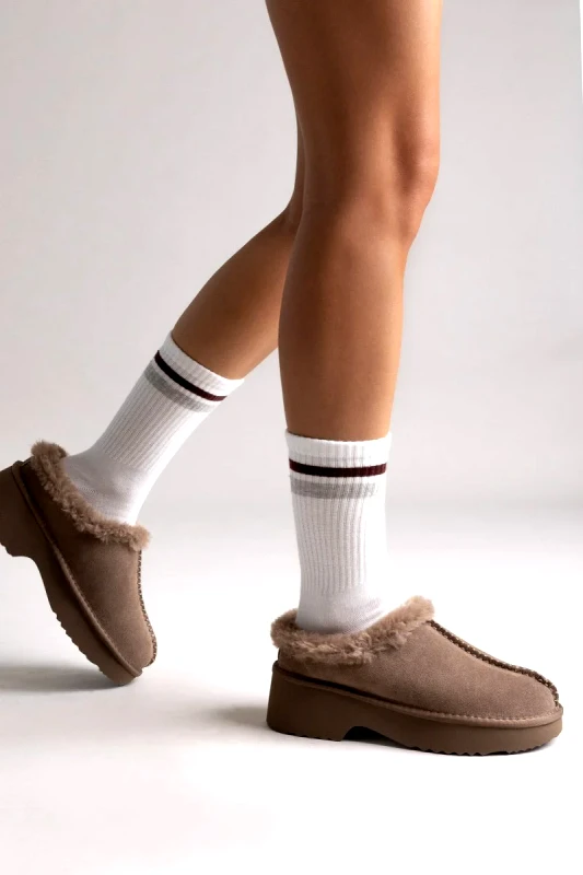KELARA KELARA Winter Slippers Warm Lining - K51301 - Taupe Suede