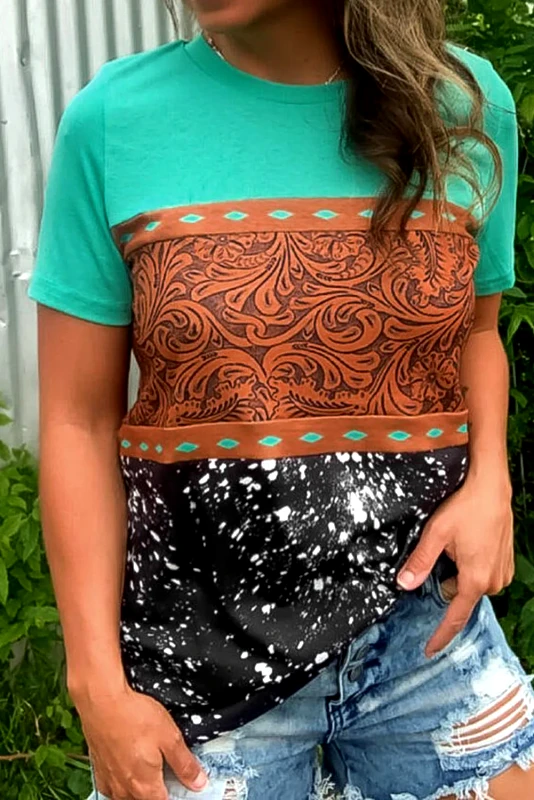 AMELY ΑΜΕΣΑ ΔΙΑΘΕΣΙΜΟ: πράσινο t-shirt συνδυασμός χρωμάτων ALETHA GREEN