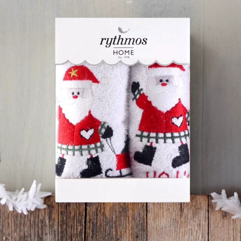 Rythmos Rythmos Christmas Terry Gift Set (1 Αγιοσ Βασιλησ) Χεριων 2Χ(30Χ50) Λευκο-Λευκο