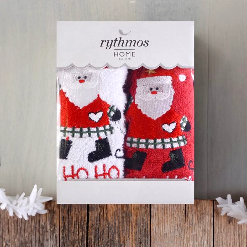 Rythmos Rythmos Christmas Terry Gift Set (1 Αγιοσ Βασιλησ) Χεριων 2Χ(30Χ50) Κοκκινο-Λευκο