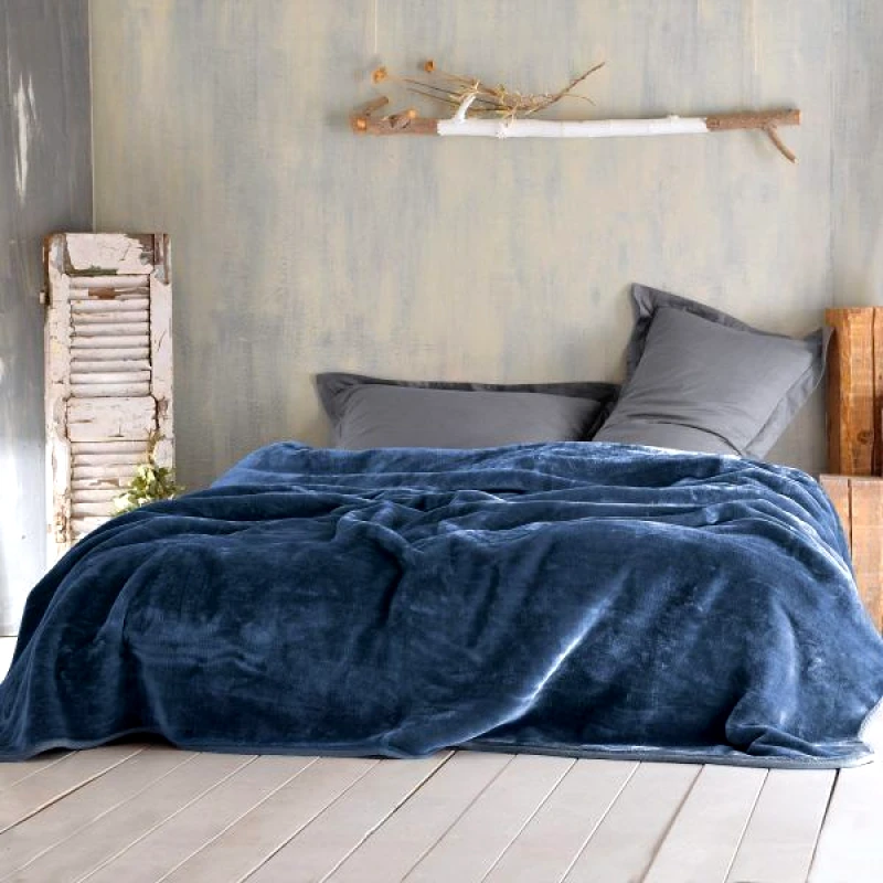 Rythmos Rythmos Velour Μπλε - Παιδικη Κουβερτα Βελουτε Ημιδιπλο (160Χ220)