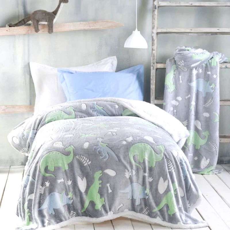 Rythmos Rythmos Dinoland - Κουβερτοπαπλωμα Παιδικο Luminus (Flannel Fleece) Ημιδιπλο (160Χ220)