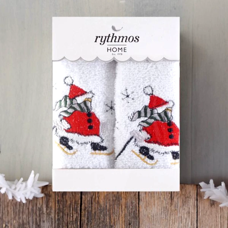 Rythmos Christmas Terry Gift Set (4 Χιονανθρωποσ) Χεριων 2Χ(30Χ50) Λευκο-Λευκο φωτογραφία