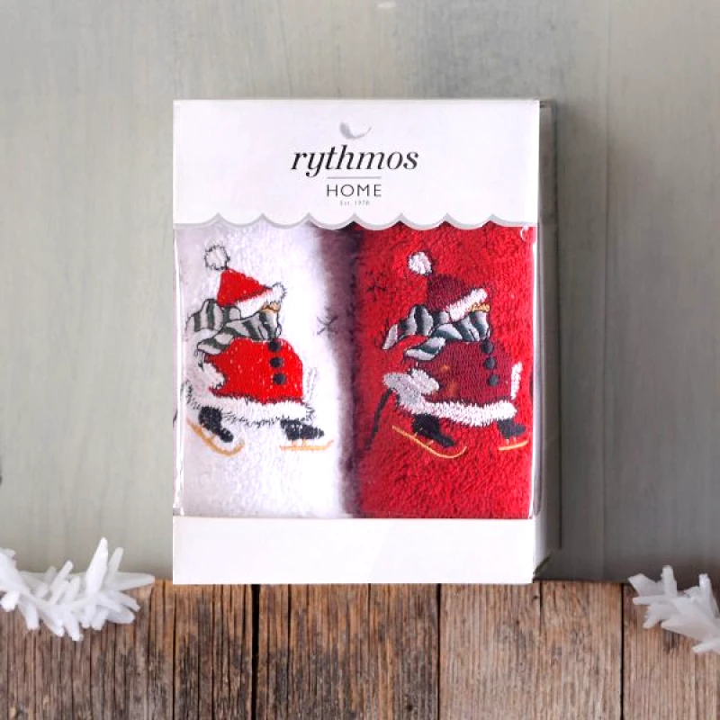 Rythmos Christmas Terry Gift Set (4 Χιονανθρωποσ) Χεριων 2Χ(30Χ50) Κοκκινο-Λευκο φωτογραφία