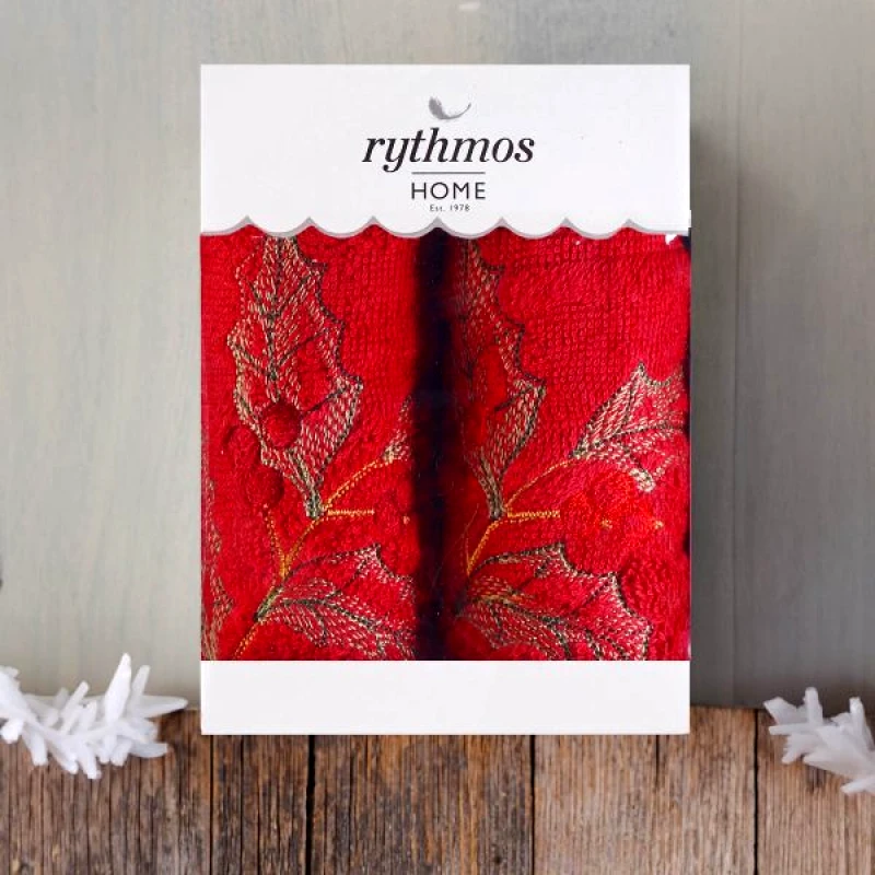 Rythmos Christmas Terry Gift Set (3 Γκι) Χεριων 2Χ(30Χ50) Κοκκινο-Κοκκινο φωτογραφία