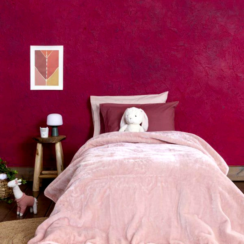 Nima Nima Kids Κουβέρτα Βελουτέ Μονή 160x220 Coperta - Powder Pink Ροζ